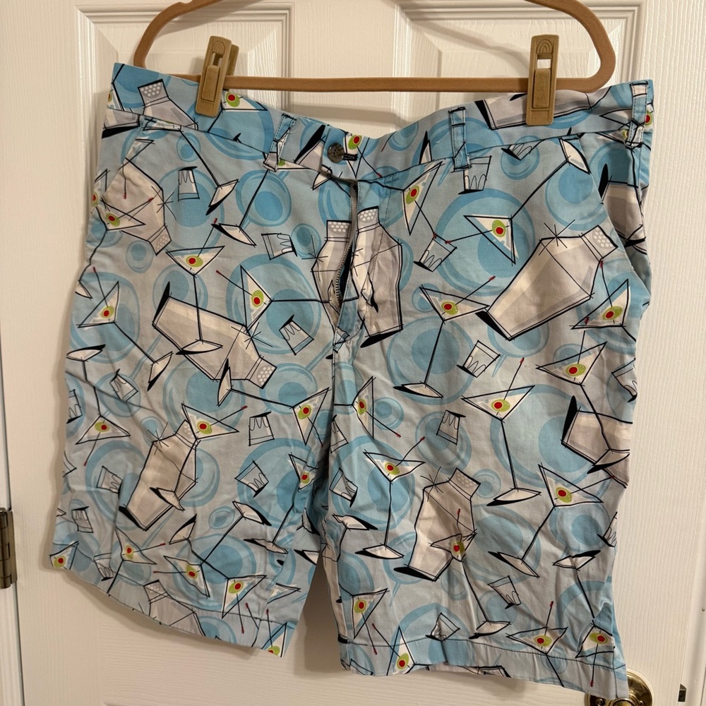 Men's Blue Martini Print Golf Shorts